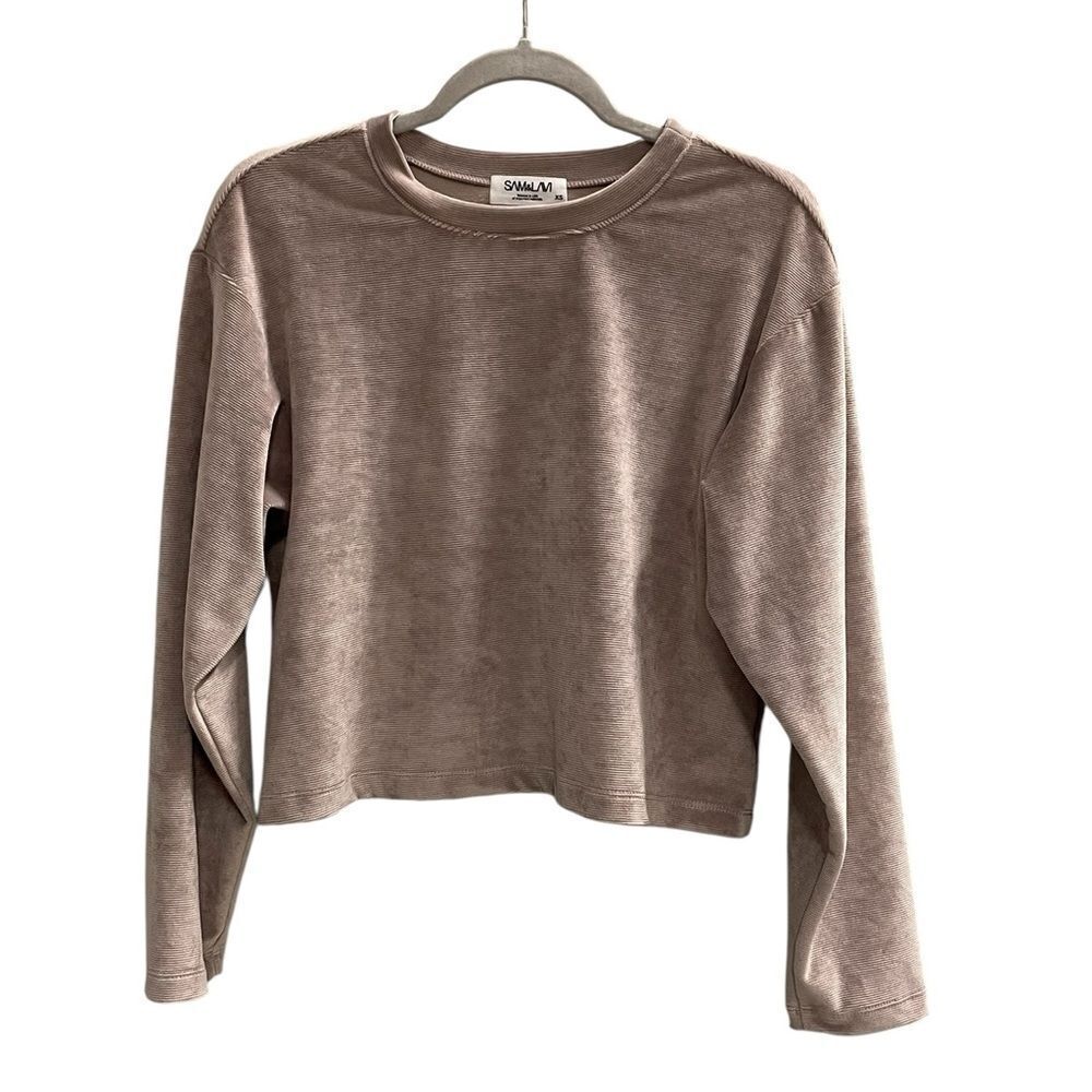 ANTHROPOLOGIE SAM & LAVI Boxy Horizontal Ribbed Soft Sweater Size XS